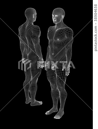 線框perming3DCG插圖材料的人的肌肉 線框perming3DCG插圖材料的人的肌肉 38984638