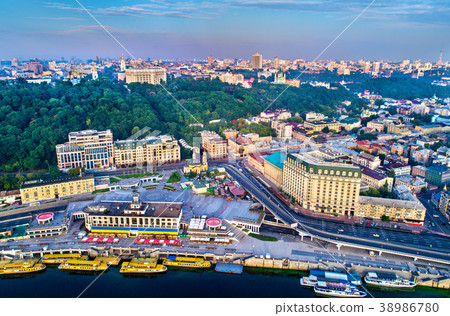 Aerial view of River Port, Podil and Postal Square 38986780