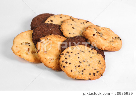 Three kinds of different cookies on white Three kinds of different cookies on white 38986959