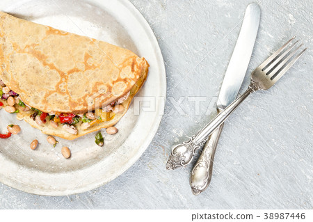 Buckwheat Pancake. Mexican Quesadilla. Buckwheat Pancake. Mexican Quesadilla. 38987446
