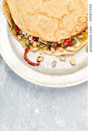 Buckwheat Pancake. Mexican Quesadilla. Buckwheat Pancake. Mexican Quesadilla. 38987448