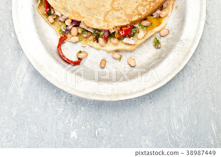 Buckwheat Pancake. Mexican Quesadilla. Buckwheat Pancake. Mexican Quesadilla. 38987449