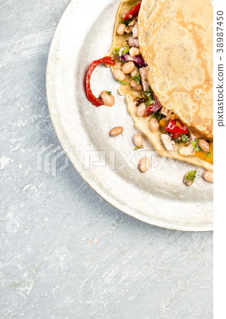 Buckwheat Pancake. Mexican Quesadilla. Buckwheat Pancake. Mexican Quesadilla. 38987450