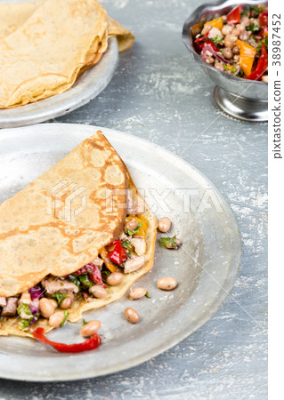 Buckwheat Pancake. Mexican Quesadilla. 38987452
