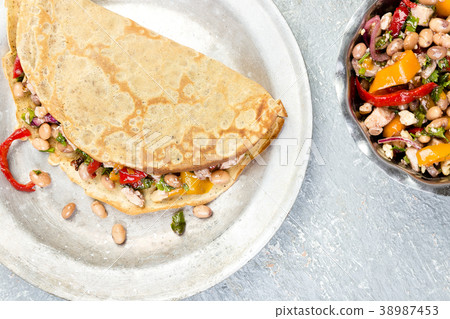 Buckwheat Pancake. Mexican Quesadilla. 38987453