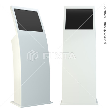 Information kiosk. interactive terminal on white Information kiosk. interactive terminal on white 38987858