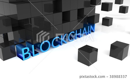 Fat blue metallic letters showing blockchain Fat blue metallic letters showing blockchain 38988337
