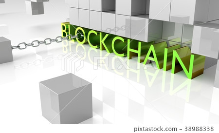 Fat green metallic letters showing blockchain Fat green metallic letters showing blockchain 38988338