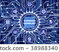 Circular circuit board surrounded by technical  38988340