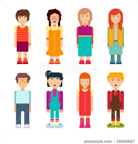 Colourful set of characters in flat design Colourful set of characters in flat design 38988687