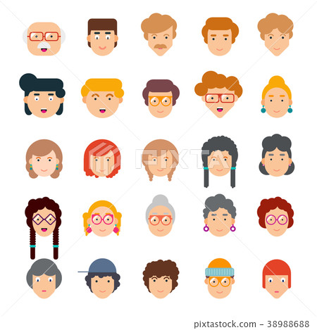 Colourful set of faces in flat design Colourful set of faces in flat design 38988688
