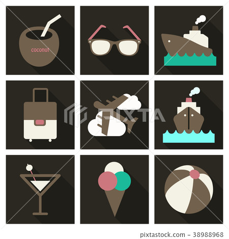 Flat icons set with long shadow effect of - Stock Illustration ...