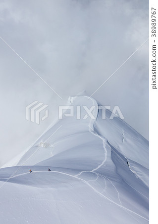 Climbers on the Mont Blanc massif, France 38989767