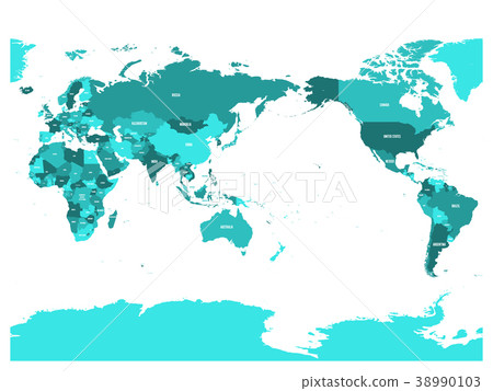 World map in four shades of turquoise blue on World map in four shades of turquoise blue on 38990103