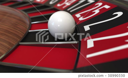 Casino roulette wheel ball hits 2 two black. 3D Casino roulette wheel ball hits 2 two black. 3D 38990330