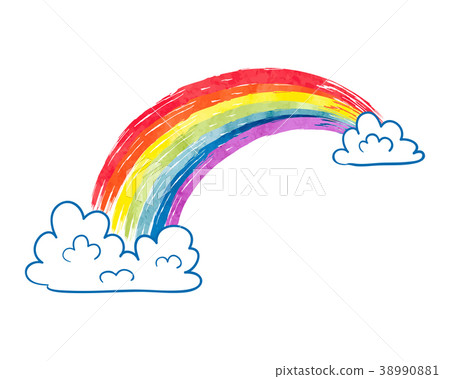 Watercolor cartoon rainbow and clouds 38990881