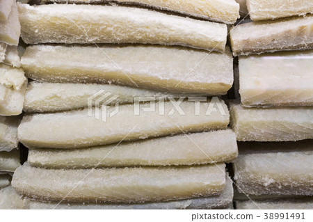 Background of frozen fish fillets of white varieti Background of frozen fish fillets of white varieti 38991491