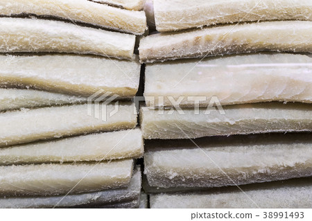 Background of frozen fish fillets of white varieti 38991493