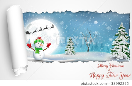 Happy Snowman Christmas background with concept fo Happy Snowman Christmas background with concept fo 38992255