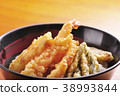 米飯和油炸魚碗 38993844