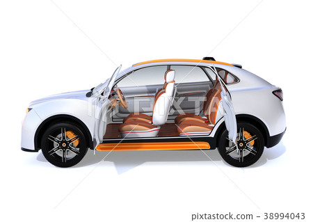 Interior image of silver electric SUV on white background 38994043