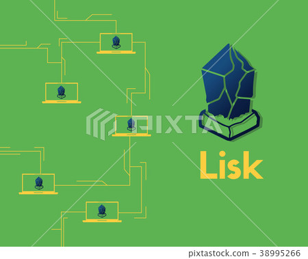 Cryptocurrency lisk technology on green background 38995266