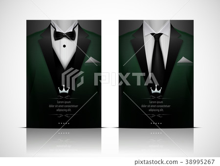 Green Suit and Tuxedo with black bow tie 38995267