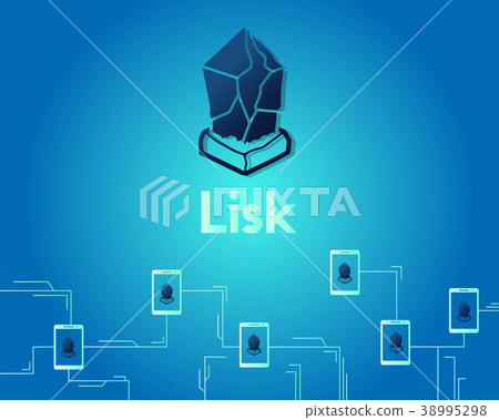 Cryptocurrency lisk technology circuit on blue Cryptocurrency lisk technology circuit on blue 38995298