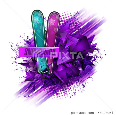 Colored vector silhouette snowboarder Colored vector silhouette snowboarder 38998061