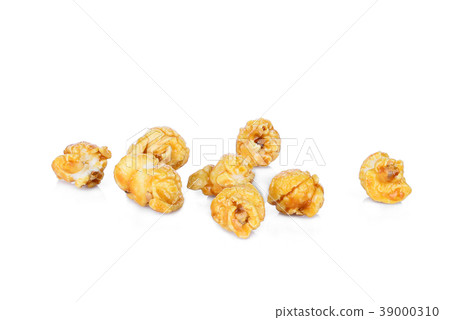 caramel popcorn isolated on white background caramel popcorn isolated on white background 39000310