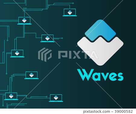 Waves blockchain circuit virtual style background 39000582