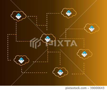 Waves blockchain style with cloud background-插圖素材 [39000643] - PIXTA圖庫