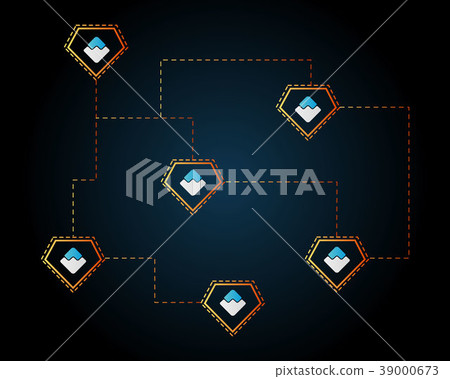 Waves blockchain digital technology style - Stock Illustration ...