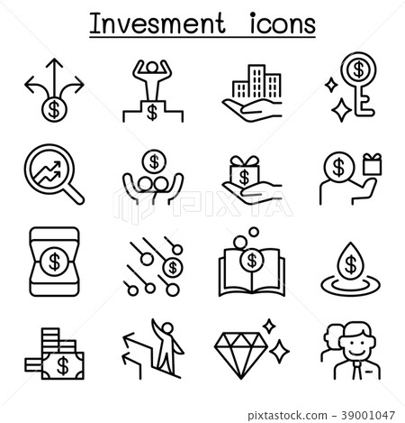 Money & Investment icon set in thin line style - Stock Illustration ...