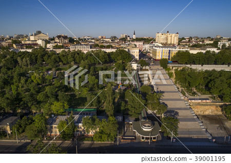 Elevated drone shot of the Potemkin Stairs  Odessa 39001195
