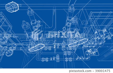 Sketch industrial equipment. Vector Sketch industrial equipment. Vector 39001475