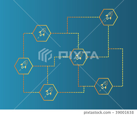 Blockchain stellar style on blue background - Stock Illustration ...