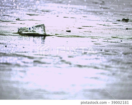 Abstract ice floe on frozen lake. Weathered ice Abstract ice floe on frozen lake. Weathered ice 39002181