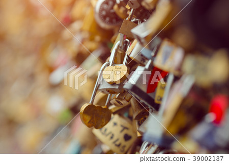 Love locks in Paris France bridge 39002187