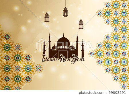 Islamic new year greeting background silhouette mo 39002291