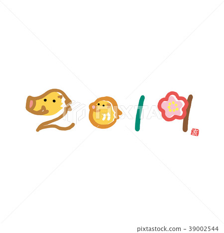 2019 Japanese year's card material illustration 2019 Japanese year's card material illustration 39002544