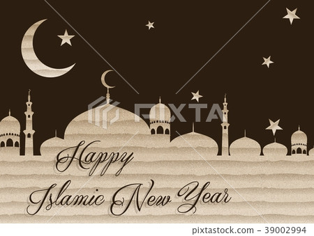 Islamic new year with creative mosque and moon 39002994