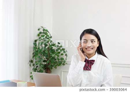High school girl talking during study High school girl talking during study 39003064
