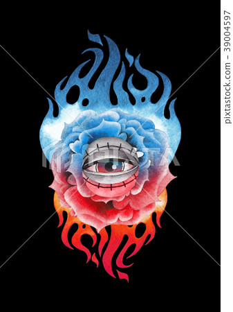 Watercolor flaming flower and all-seeing eye Watercolor flaming flower and all-seeing eye 39004597