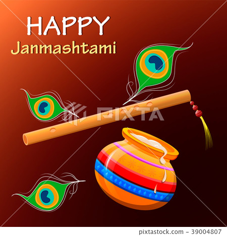 Happy Krishna Janmashtami. Greeting post card Happy Krishna Janmashtami. Greeting post card 39004807