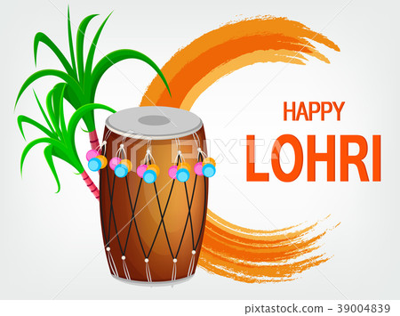 Traditional decorated drum and sugarcane 39004839