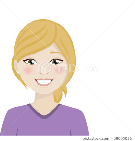 Happy blond woman with purple shirt Happy blond woman with purple shirt 39005036