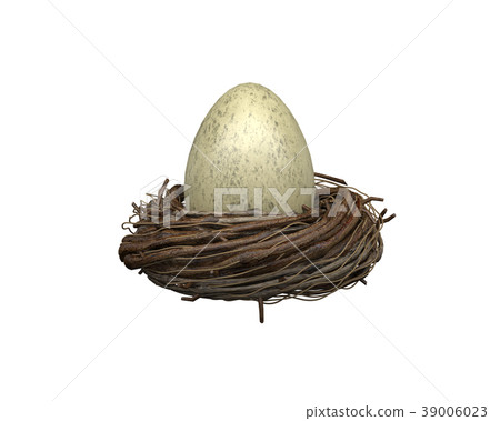 Egg in a nest on a white background - Stock Illustration [39006023] - PIXTA
