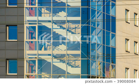 Staircase with Glass Facade in an Office Building Staircase with Glass Facade in an Office Building 39008084