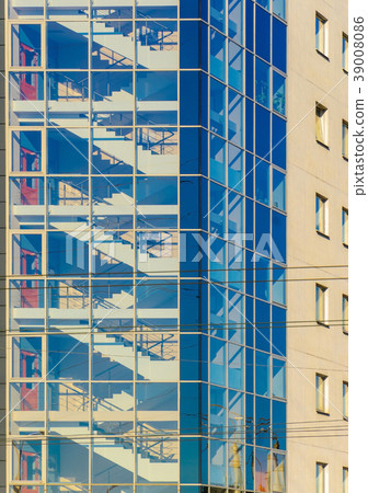 Staircase with Glass Facade in an Office Building Staircase with Glass Facade in an Office Building 39008086